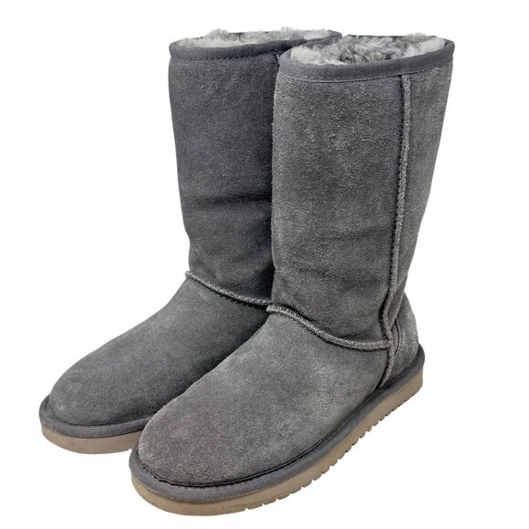 Koolaburra Koola Short By UGG Womens Gray Suede Winter Sheep Fur Boots Boho Sz 5 - Picture 2 of 11